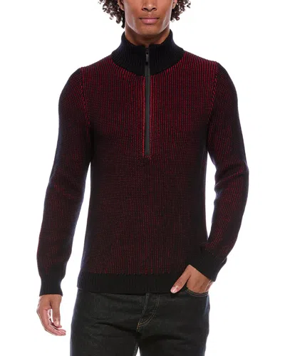 Slowear Wool-blend Ribbed Zip Polo Sweater In Burgundy