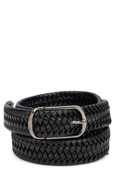 Slowear Woven Leather Belt In Black
