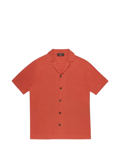Slowear Zanone Buttoned-up Short-sleeve Cotton Shirt In Orange