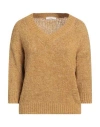 Slowear Zanone Woman Sweater Camel Size L Linen, Cotton In Beige