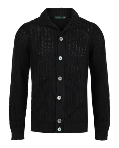 Slowear Zanone Cable Knit Jacket In Black