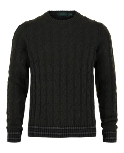 Slowear Zanone Cable Knit Sweater In Black