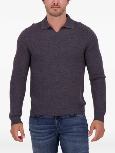 Slowear Zanone Open-collar Sweater In Purple