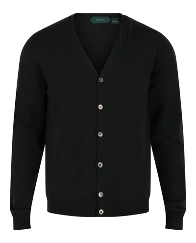 Slowear Zanone Slim Fit Cardigan In Black
