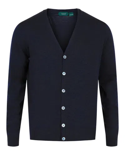 Slowear Zanone Slim Fit Cardigan In Blue