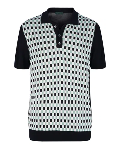 Slowear Zanone Slim-fit Geometric Polo Shirt In Multi