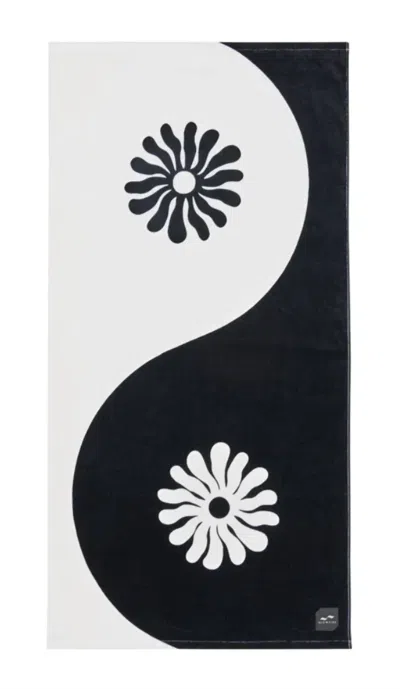 Slowtide Botanical Balance Beach Towel In Black In Multi