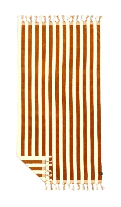 Slowtide Cabana Fringe Premium Woven Towel In Brown