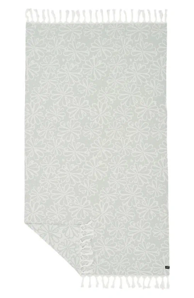 Slowtide Gia Floral Cotton Beach Towel In Sage