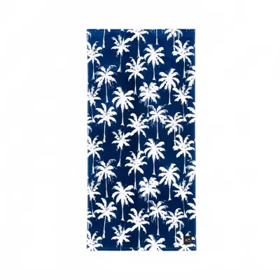 Slowtide Luca Palm Print Beach Towel In Blue/white