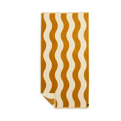 Slowtide Wavy Stripe Beach Towel In Brush Gold