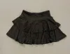 Sls Apparel Ribbed Ruffle Skirt In Grey In Grey
