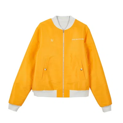 Slush Jobs Women's White / Yellow / Orange Reversible Bomber Jacket In White/yellow/orange