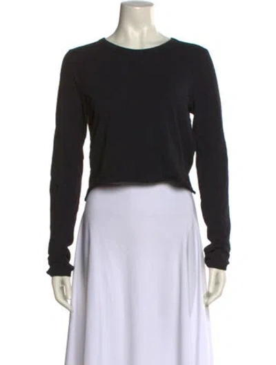 Pre-owned Slvrlake Bateau Neckline Long Sleeve Crop Top In Black