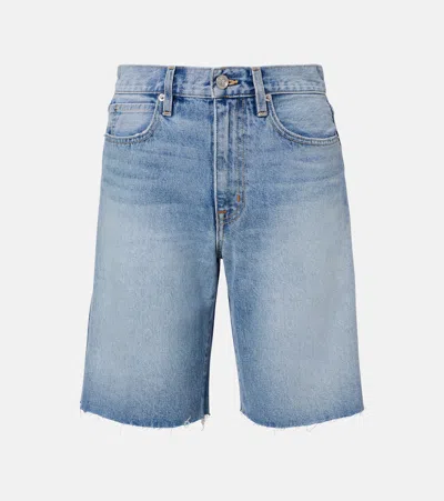 Slvrlake Bermuda Cut Off Frayed Denim Shorts In Blue