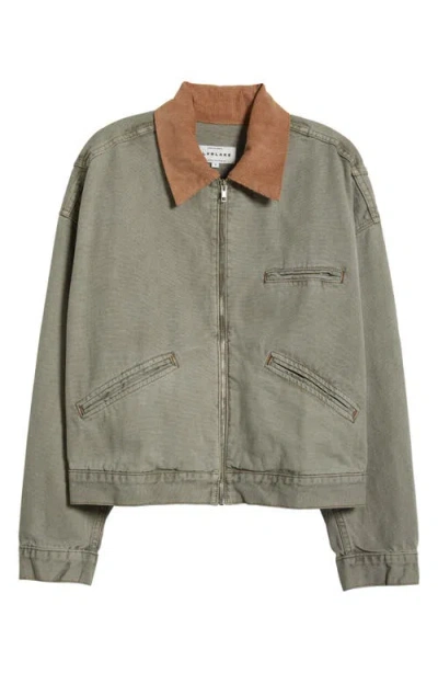 Slvrlake Camden Garage Zip Denim Jacket In Faded Olive