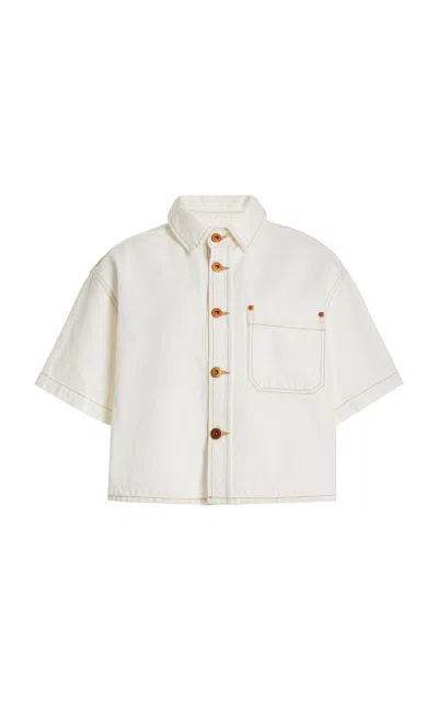 Slvrlake Cara Cropped Denim Shirt In White