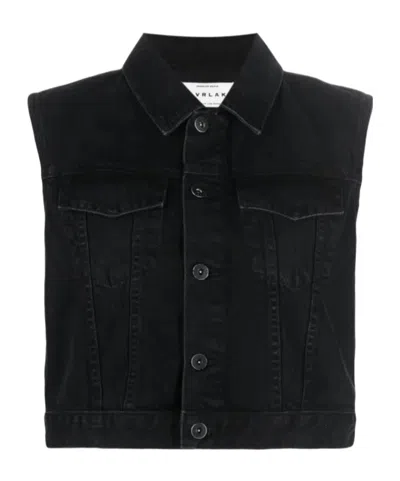 Slvrlake Caroline Spread-collar Denim Vest In Black