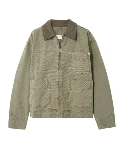 Slvrlake Casey Corduroy-trimmed Cotton-canvas Jacket In Green
