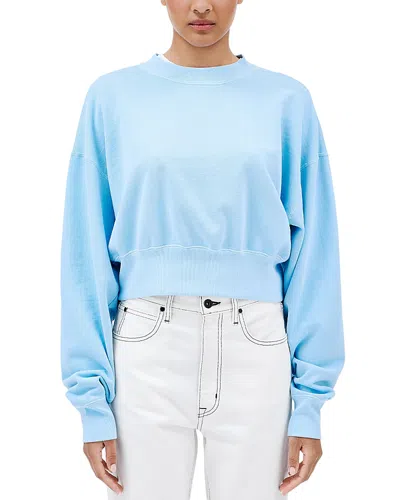 Slvrlake Cotton Crewneck Cropped Sweatshirt In Blue
