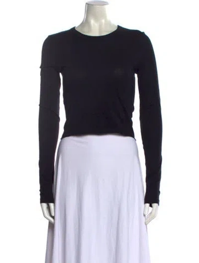Pre-owned Slvrlake Crew Neck Long Sleeve Crop Top In Black