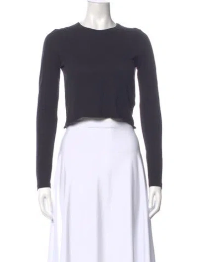 Pre-owned Slvrlake Crew Neck Long Sleeve Crop Top In Black