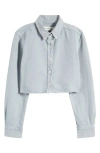 SLVRLAKE SLVRLAKE CROP RAW HEM BUTTON-UP DENIM SHIRT