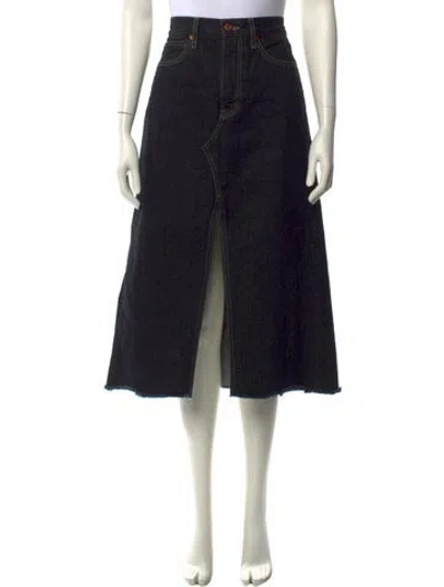 Pre-owned Slvrlake Cutout Accent Midi Length Skirt In Blue