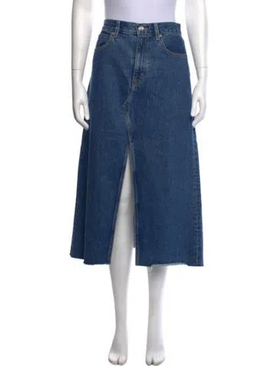 Pre-owned Slvrlake Cutout Accent Midi Length Skirt In Blue