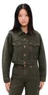 Slvrlake Davis Crop Trucker Jacket Black Wood Forest In Black