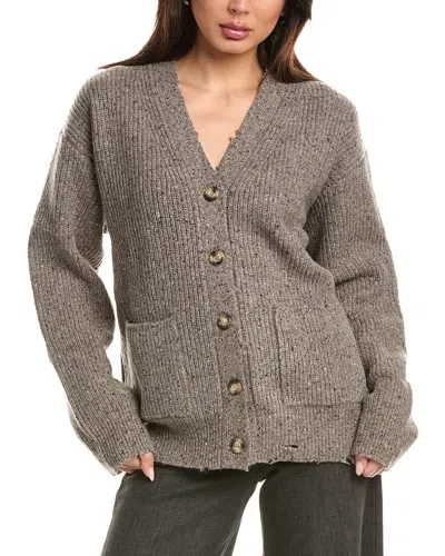 Slvrlake Distressed Ribbed Merino Wool Cardigan In Gray