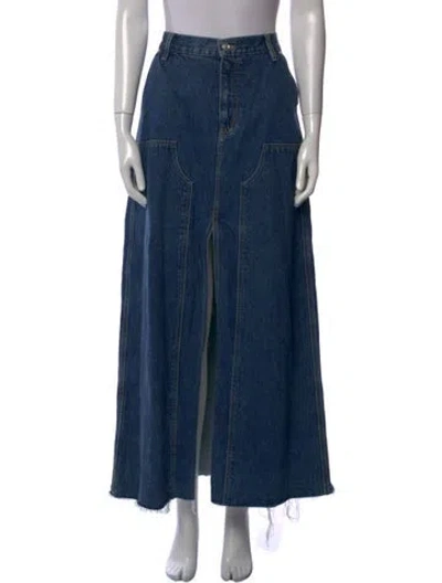 Pre-owned Slvrlake Distressed Accents Long Skirt In Blue