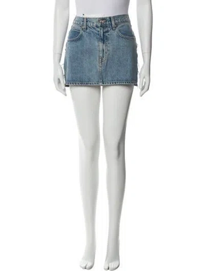 Pre-owned Slvrlake Distressed Accents Mini Skirt In Blue