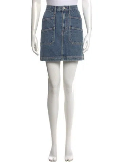 Pre-owned Slvrlake Distressed Accents Mini Skirt In Blue