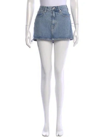 Pre-owned Slvrlake Distressed Accents Mini Skirt In Blue