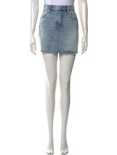 Pre-owned Slvrlake Distressed Accents Mini Skirt In Blue