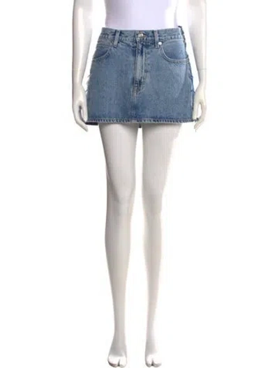 Pre-owned Slvrlake Distressed Accents Mini Skirt In Blue