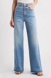 Slvrlake Grace Raw Hem High Waist Ankle Wide Leg Jeans In Catalina Island