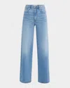 Slvrlake Grace Raw Hem High Waist Ankle Wide Leg Jeans In Catalina Island