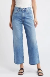 Slvrlake Grace Raw Hem High Waist Crop Wide Leg Jeans In Lightning Strikes