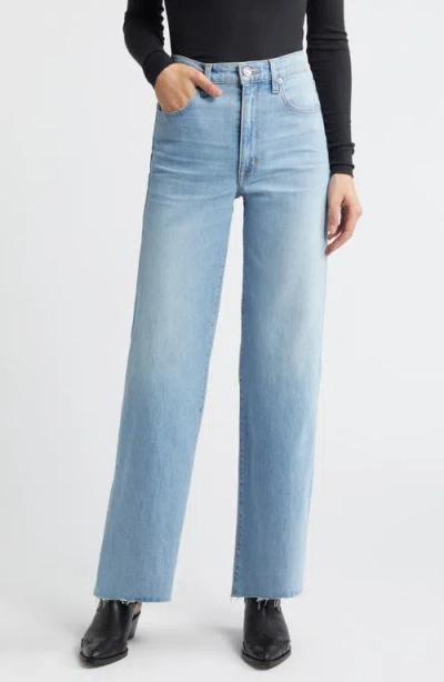 Slvrlake Grace Raw Hem High Waist Ankle Wide Leg Jeans In Ocean Breeze