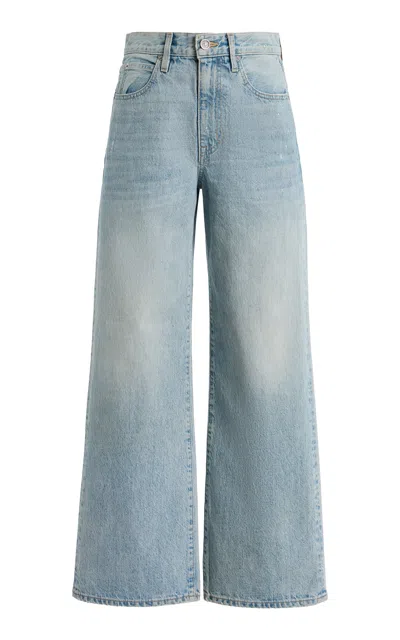 Slvrlake Grace Rigid Mid-rise Wide-leg Cropped Jeans In Blue