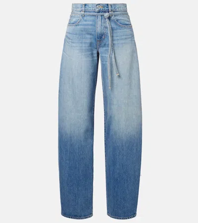 Slvrlake Hailey Belted Mid-rise Barrel-leg Jeans In Blue