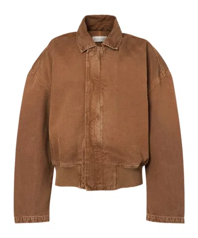 Slvrlake Harlem Cotton Canvas Bomber Jacket In Brown
