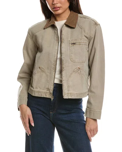 Slvrlake Casey Corduroy-trimmed Cotton-canvas Jacket In Green