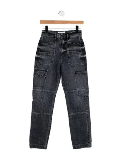 Pre-owned Slvrlake High-rise Straight Leg Jeans In Black