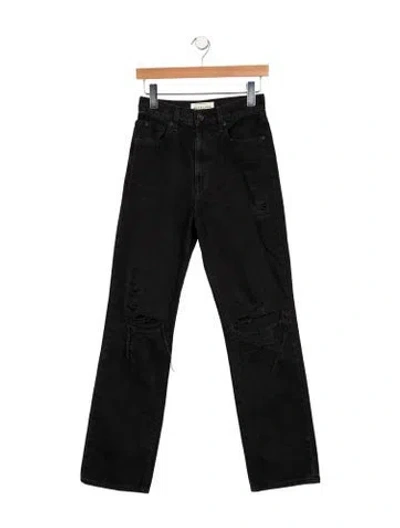 Pre-owned Slvrlake High-rise Straight Leg Jeans In Black