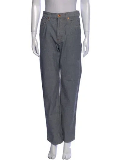 Pre-owned Slvrlake High-rise Straight Leg Jeans In Black