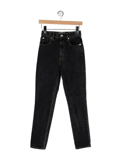 Pre-owned Slvrlake High-rise Straight Leg Jeans In Black