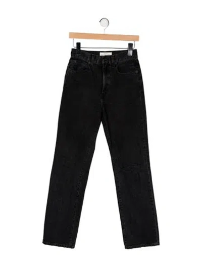 Pre-owned Slvrlake High-rise Straight Leg Jeans In Black